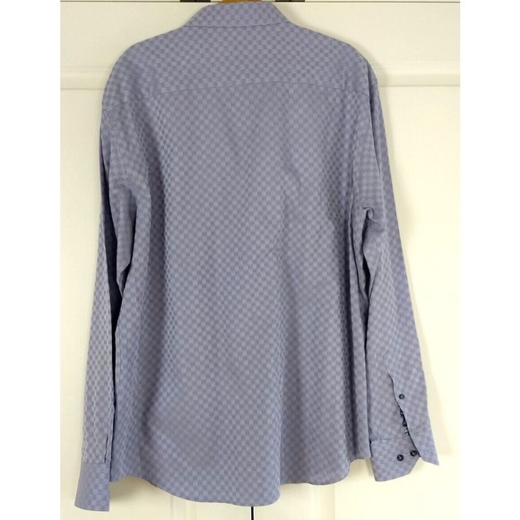 BUGATCHI UOMO Lavender Geometric XXL Button Up Dress Shirt Flip Cuff Long Sleeve - Picture 9 of 16
